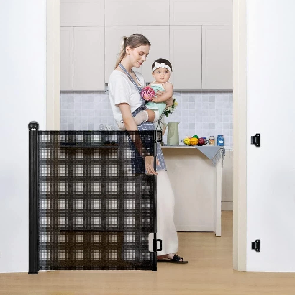 COMOMY Retractable Baby Gate 0-140cm, Extra Tall 84cm Safety Gate for Kids & Pet