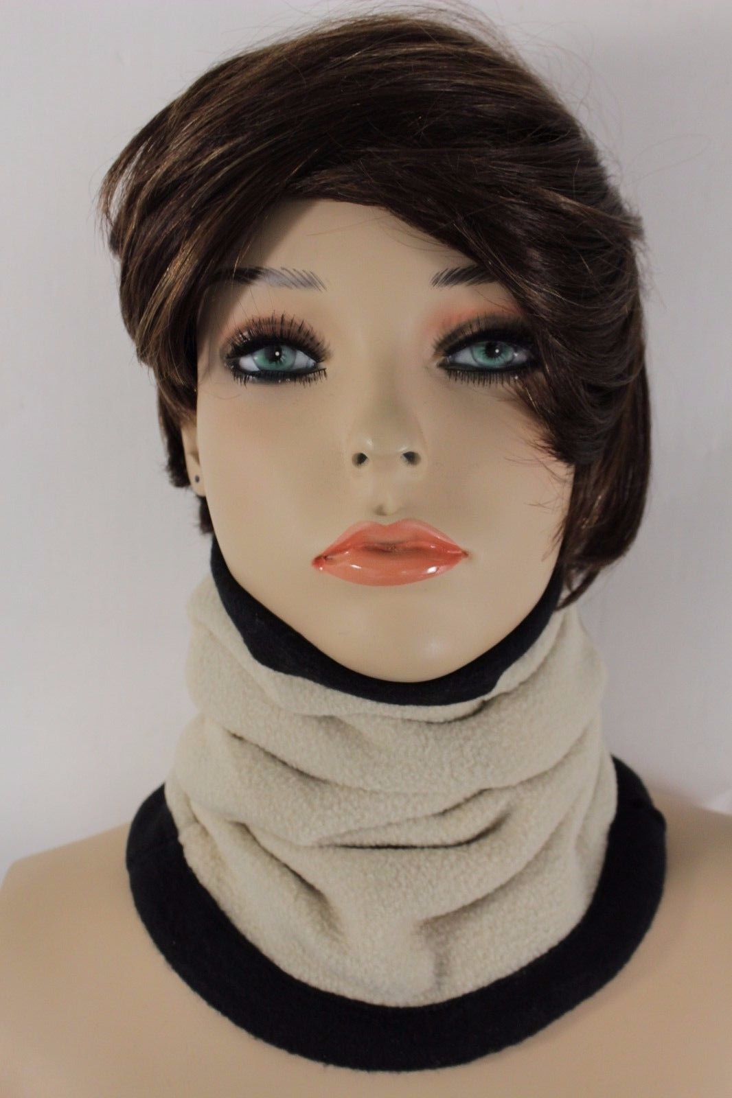 Women Scarf Turtle Neck Warmer Head Cover Outdoor Face Mask Sport Ivory Cream