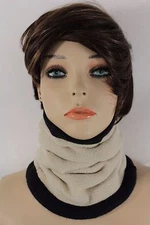 Women Scarf Turtle Neck Warmer Head Cover Outdoor Face Mask Sport Ivory Cream