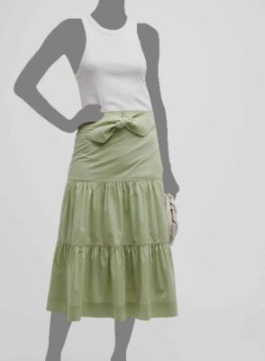 $428 Veronica Beard Jeans Women White Green Austyn Combo MIDI Tank Dress Size L
