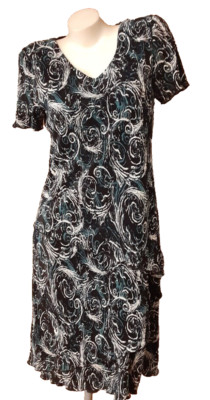 Connected Apparel Dress V-Neck Short Sleeves Layered Misses Size 10