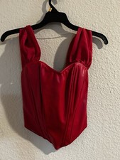 New/Never Worn Red Feux Leather Corset Style Top Size Small Spirit Halloween