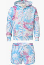 Butter Super Soft Girls 2-Piece Fleece Hoodie and Short Set Tie Dye, Large 14/16