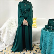 Long Sleeve Maxi Dress Abaya Muslim Women Kaftan Dubai Modest Ramadan Islam Gown