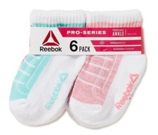 NEW Reebok Baby Series Girls' Ankle Socks 6-Pack 12-24 Months NonSlip Assorted