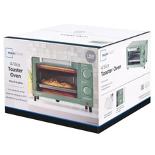 4SL Toaster Oven with 3 Settings, includes Baking Rack and Pan, Sage Green