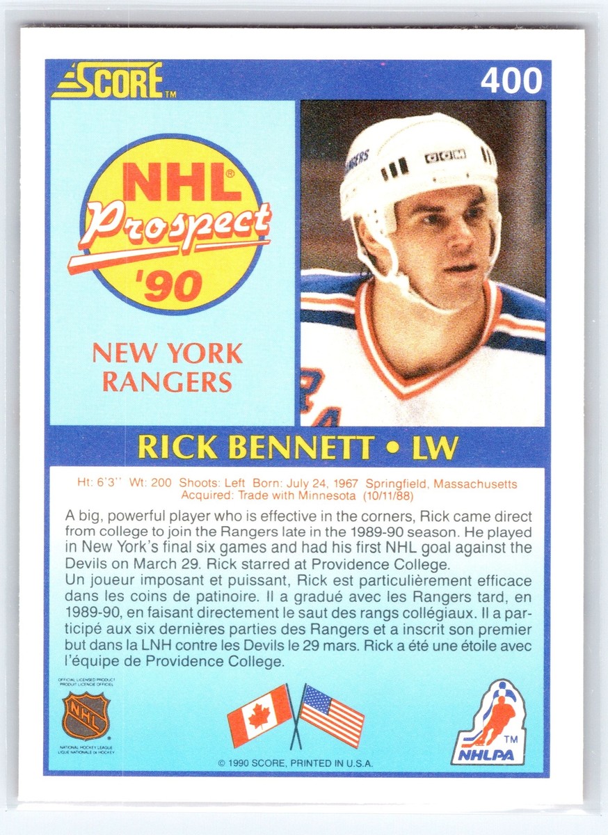 1990 Score Canadian #400 Rick Bennett Hockey New York Rangers