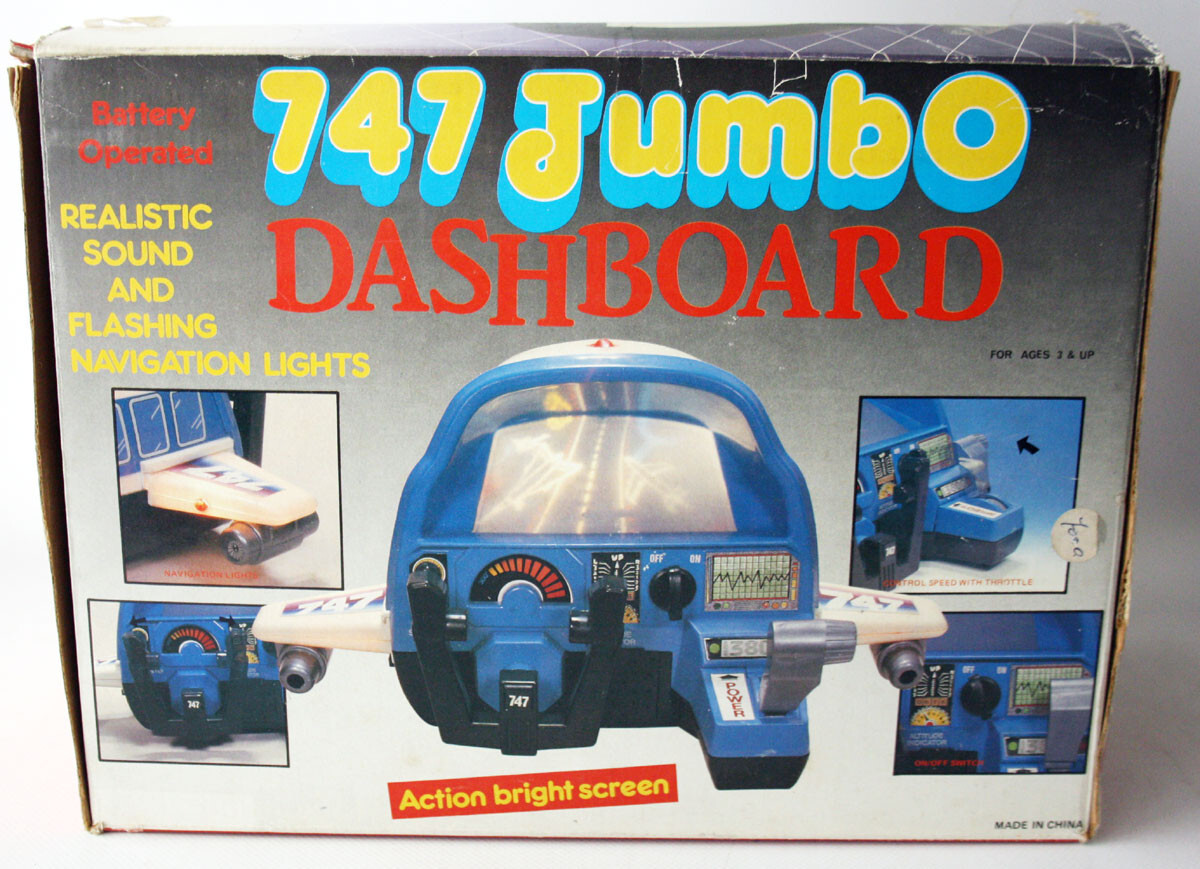 VINTAGE 80'S ELECTRONIC JUMBO 747 COCKPIT TABLE TOP DRIVING