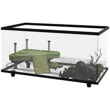 PawHut Turtle Tank 50L Glass Turtle Aquarium w/ Easy Drainage, 60 x 30 x 32cm