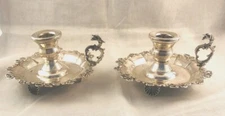 Pair of Egyptian Fancy 900 Sterling Chamber Sticks