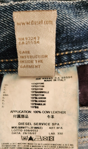 Diesel Jeans Herren 38x32 Blau Quratt Loose Straight Button Fly Dark Wash Denim - Bild 15 von 16