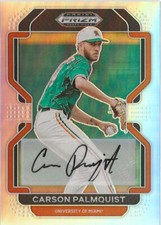 V55) 2022 Panini Prizm Carson Palmquist Silver Prizm Auto SP RC Colorado Rockies