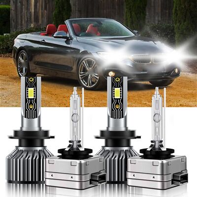 H7+D1S HID LED Headlight Bulbs Kit High Low Beam 6500K  White For BMW 428i 2016
