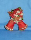 Vintage Red Bells with Flowers Silk Embroidered Christmas Ornament — photo 1