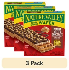 (3 pack) Nature Valley Wafer Bars, Peanut Butter Chocolate, 5 Bars, 6.5 OZ New