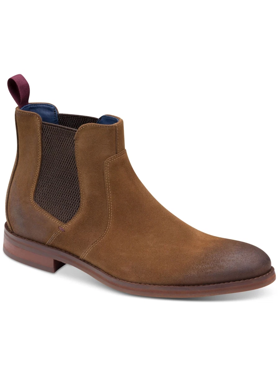 JOHNSON MURPHY Mens Brown Danby Round Toe Block Heel Suede Boots Shoes 10.5 M