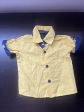 Boys Andrew Fezza Baby Dress Shirt Size 6-9 Mo Yellow Blue Toddler