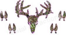 Pink Camo Zombie Deer Skull Wtracks Vinyl Decal Sticker Prints Buck Hunting Pink Camo Zombie Deer Skull Wtracks Vinyl Decal Sticker Prints Buck Hunting