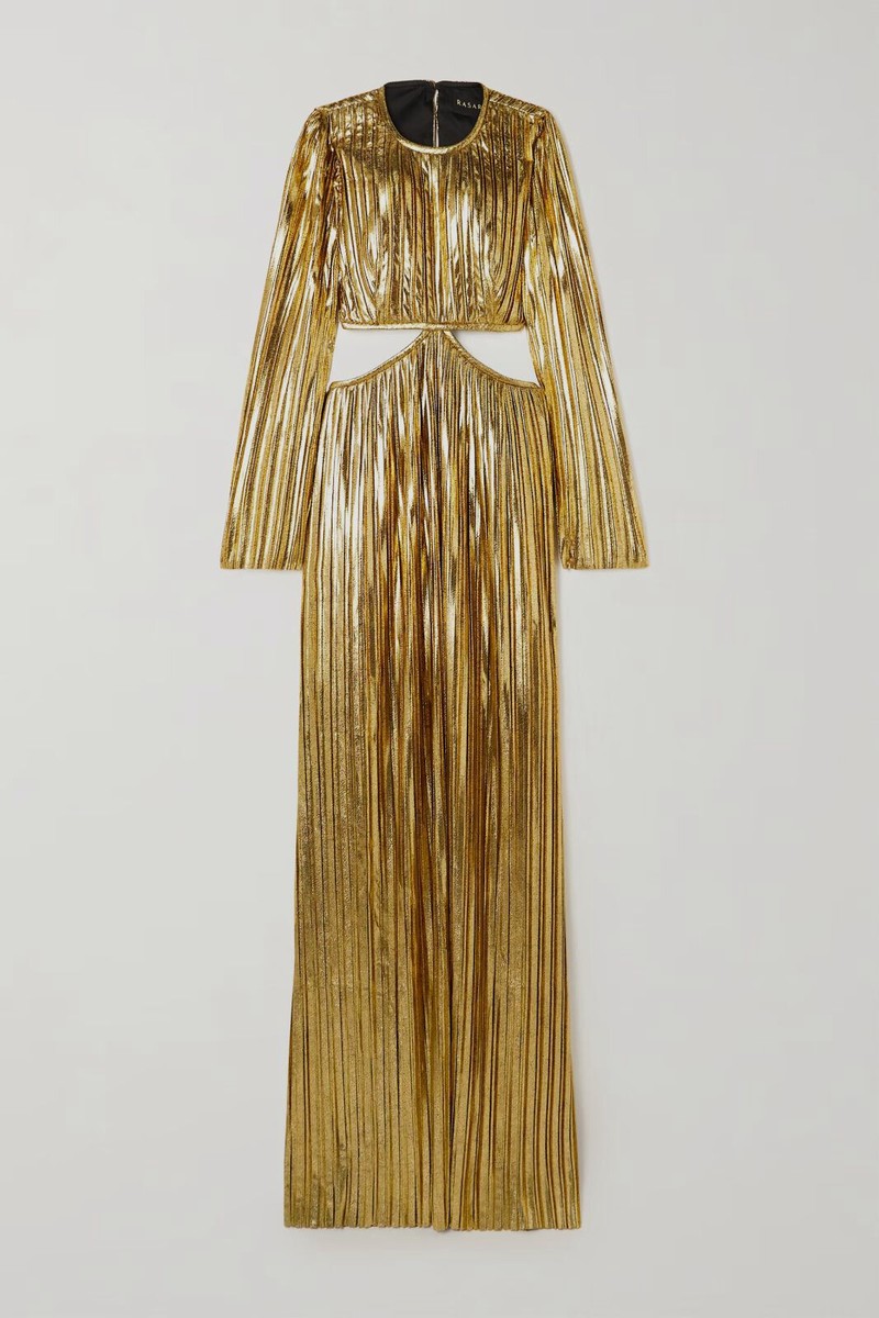 $2365 Rasario Women's Gold Pleated Long Sleeve Gown Dress Size FR 44/ US 12 | eBay $2365 Rasario Women's Gold Pleated Long Sleeve Gown Dress Size FR 44/ US 12 | eBay
