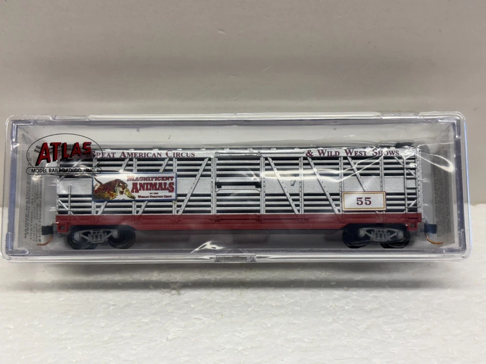 N Scale Micro Trains MTL Lowell Smith's Atlas Great American Circus Stock Car 55 - Image 2 of 4