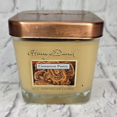 Harry & David Cinnamon Pastry Scented Candle 16 Oz Glass Jar Copper Lid Home Dec
