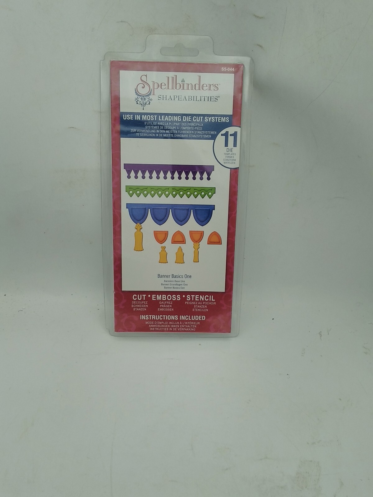 SPELLBINDERS Shapeabilities BANNER BASICS ONE 11 Dies S5-044 Cut Emboss Stencil