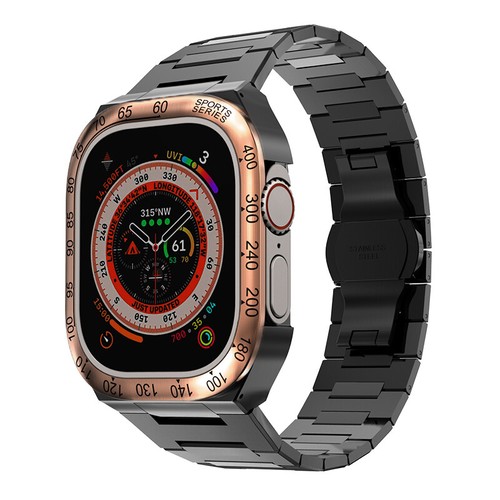For Apple Watch Ultra 49MM Stainless Steel Mod Kit Metal Bezel Case Strap Band - Foto 23 di 72