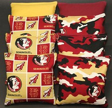 ALL Weather Cornhole Bean Bags made w FLORIDA STATE University SEMINOLES fabric