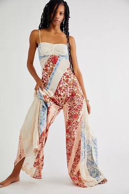 Free People Gianna Patchwork Jumpsuit Size