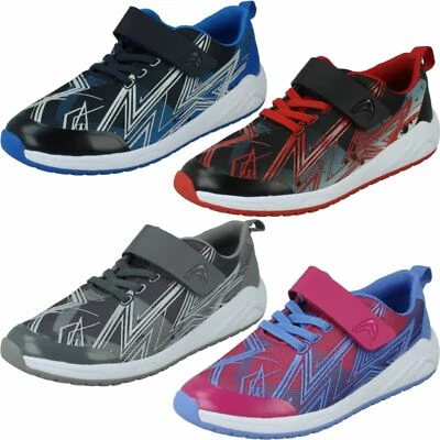 Childrens Clarks 'Aeon Pace K & Y (21)' Hook & Loop Strap Casual Sports Trainers