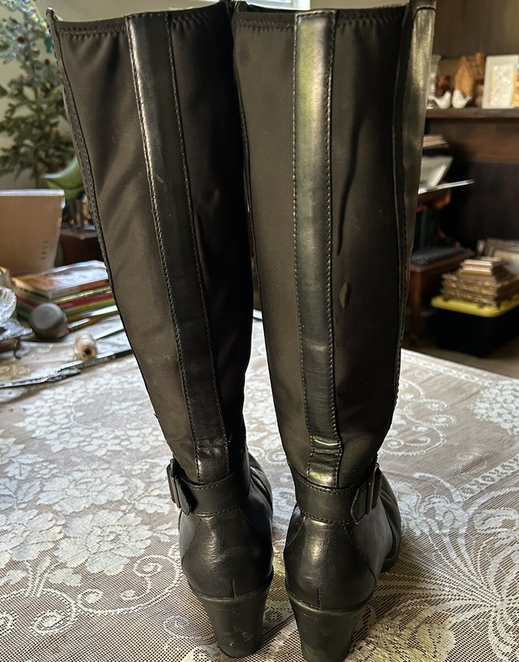 Clarks Womens Black Leather Knee High Boots Size US 7.5 eBay