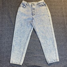 80's LEE Riders Sz 16 Women  s Acid Wash High Waist Tapered Mom Jeans Made In USA
