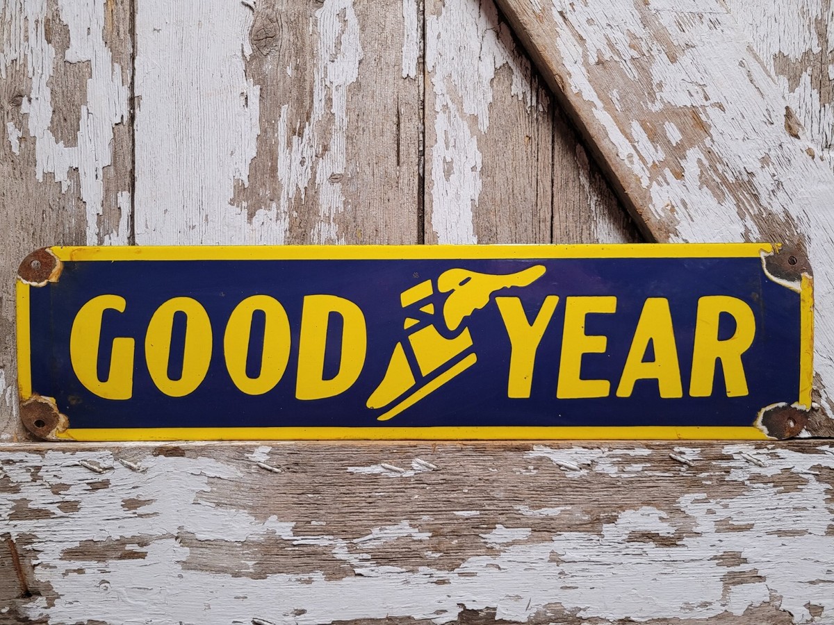 ヴィンテージ 看板 アメリカ GOODYEAR 両面 Double Sided Goodyear Sign: Vintage Collectible Tire Advertising