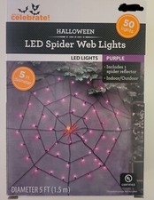 Way To Celebrate LED Spider Web Light 5 Purple Indoor/Outdoor Halloween Walmart