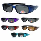 Unisex Polarized Rectangular 55mm Over the Glasses Fit Over Sunglasses