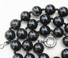 New 10mm Black Agate Onyx Gemstone Round Ball Beads Necklace 18/'/'AAA