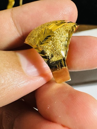 PURE 21K 875 Yellow Real Fine Saudi Gold Unique Style Dome Ring Fits 6/6.5” 3.1g - Picture 16 of 24