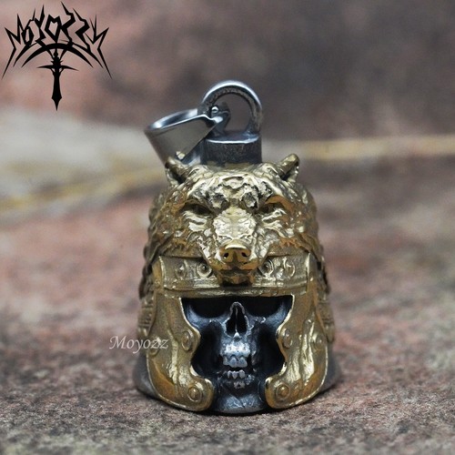 Vintage Warrior Wolf Head Motorcycle Biker Lucky Bell Hanger & FREE Bell Hanger - Picture 4 of 10