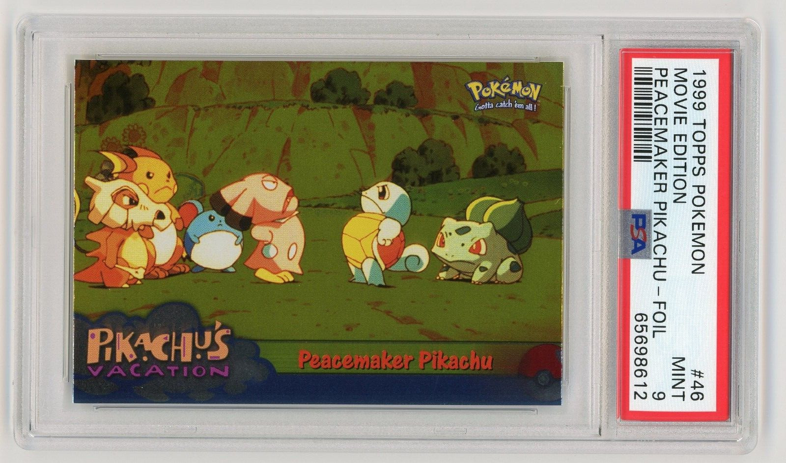 Pokemon Card Peacemaker Pikachu #46 Holo Foil Squirtle Topps 1999 PSA 9 MINT
