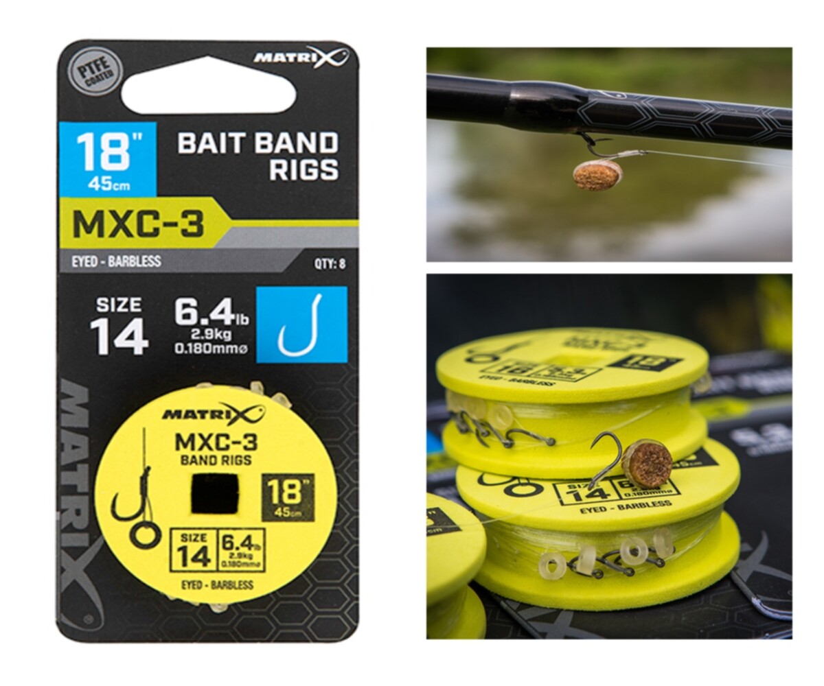 Matrix Bait Band Rig MXC-3 Size 14 Hook Barbless Pre Tied Match