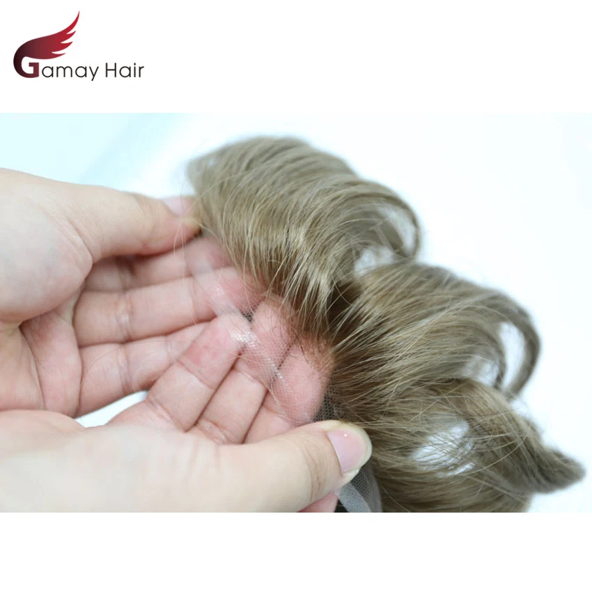 Peluca de repuesto de sistema de cabello frontal de encaje francés toupee para hombre Foto 2 de 4