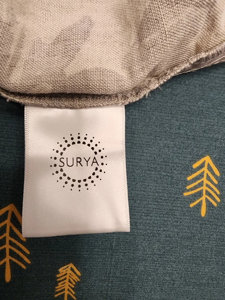 Preowned Surya Clara Gray Floral King Ca King Linen Cotton Duvet Shams Set 3PC - Image 4 of 4