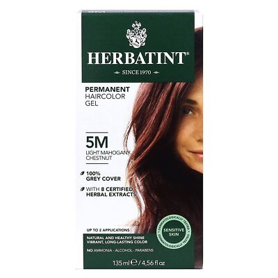 Herbatint Permanent Herbal Hair Color Gel 5M Light Mahogany Chestnut 4.56 ounce