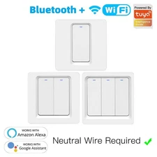 1/2/3 Gang Tuya WIFI Smart Light Switch Remote Voice Control For Alexa Amazon US