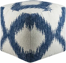Schleching Cotton Cubic Pouf in Peach, Denim, Made in India