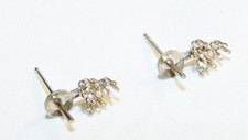 2 Sterling Silver Earring Posts with 3 Side Mounts