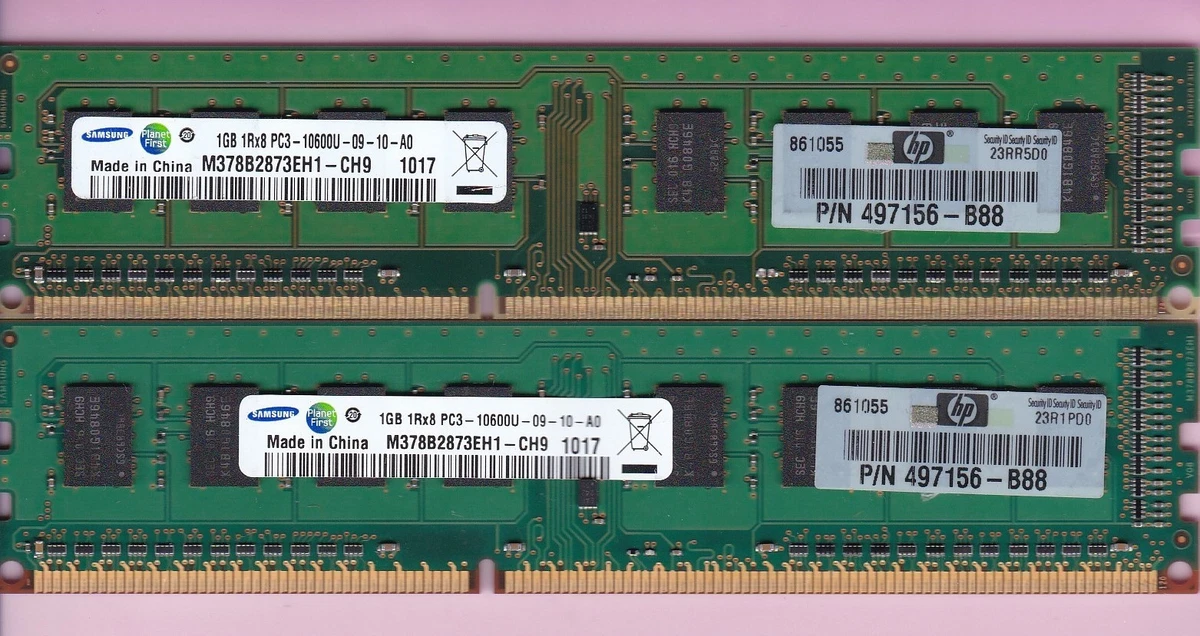 PC3-10600 (DDR3-1333) Bus Speed Computer RAM 1 GB Capacity per