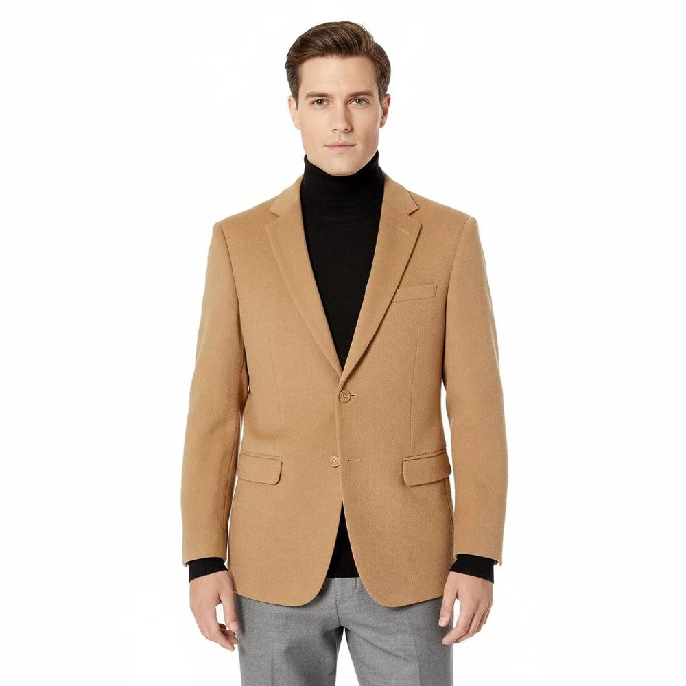 Prontomoda Men s 2 Button Luxury Wool Cashmere Sport Coat Camel - 20890₽