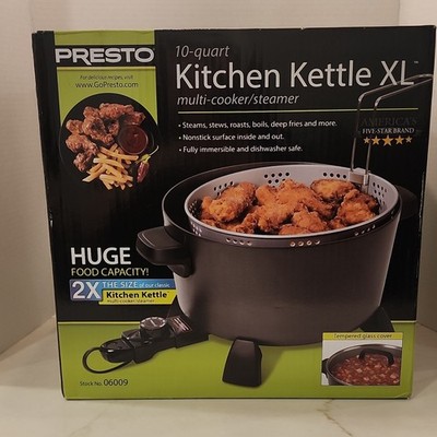 Presto Kitchen Kettle XL 10-Quart Multi-Cooker Steamer Non-Stick Black New