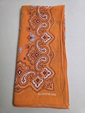 Vintage Orange Paisley Bandana 100 Cotton 19"x20"